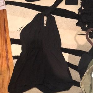 Revolve High neck tie romper